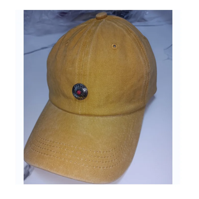 1pcs Baseball Cap With Metal Signage Denim Personalized Unisex Four Seasons Cotton Washed Cloth Durable Adjustable