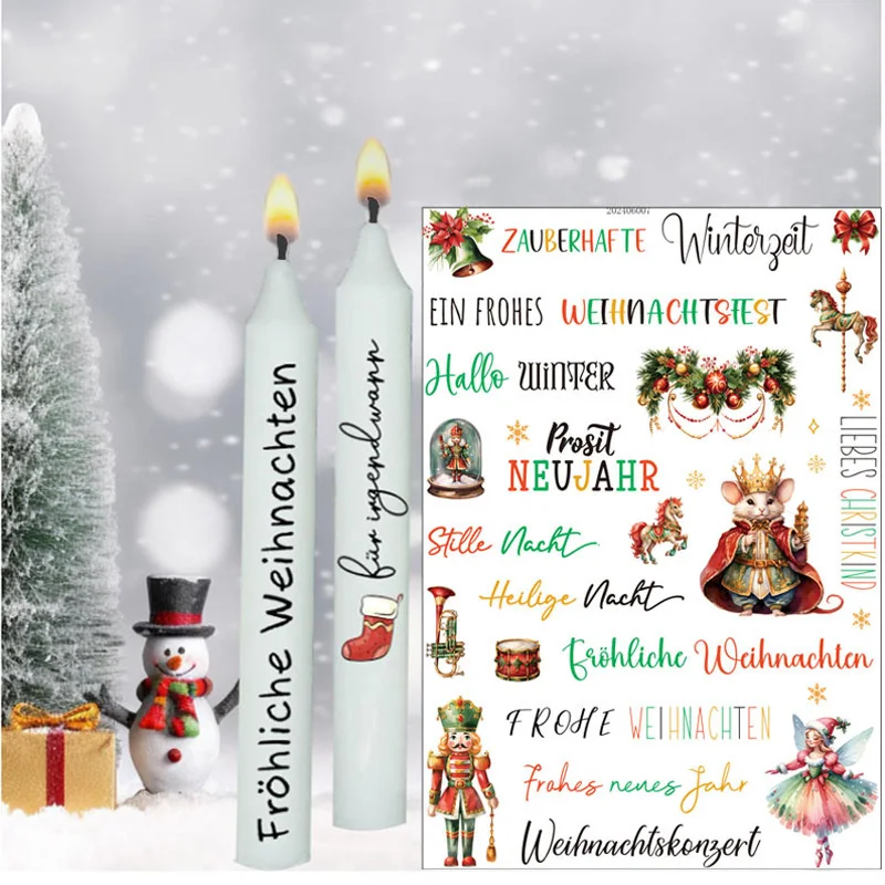 Christmas Candle Sticker Xmas Christmas Sticker Themed Candle Tattoo Decal Party Supplies Color Accessories