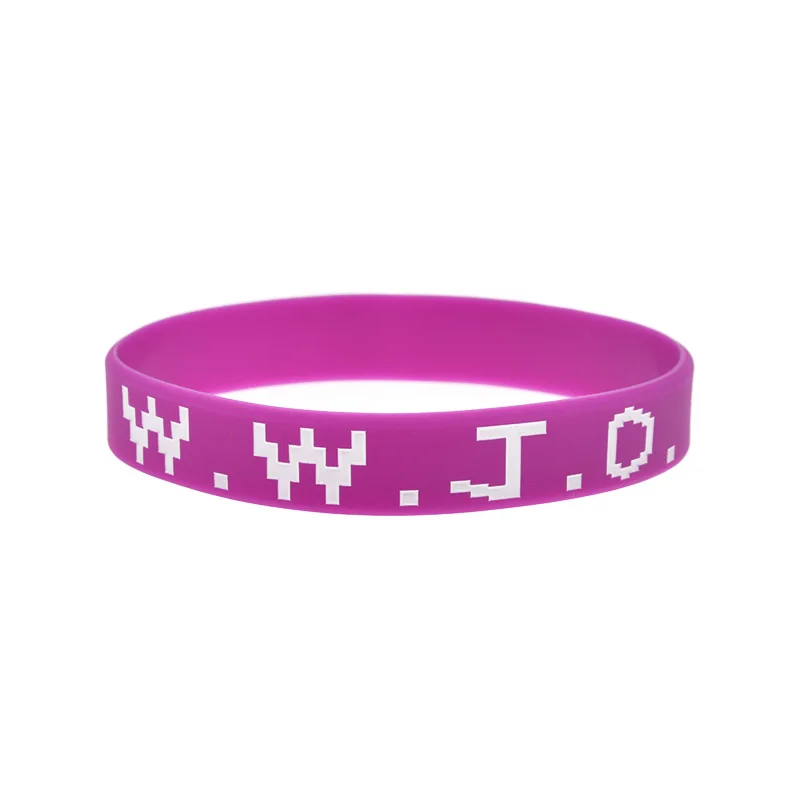 1PC/6PCS WWJD Silicone Bracelet 1/2 Inch Wide Christian Bangle Jelly Color 5