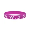 1PC/6PCS WWJD Silicone Bracelet 1/2 Inch Wide Christian Bangle Jelly Color 5