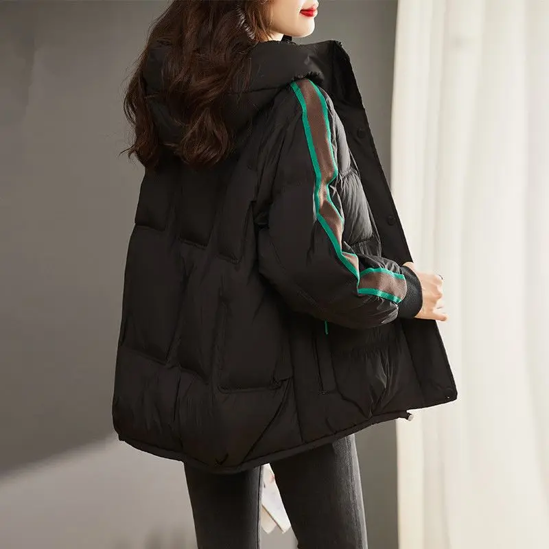 2023 New Women Down Cotton Coat Winter Jacket Female Short Parkas Loose Large Size Thick Warm Outwear Hooded Versatile Overcoat