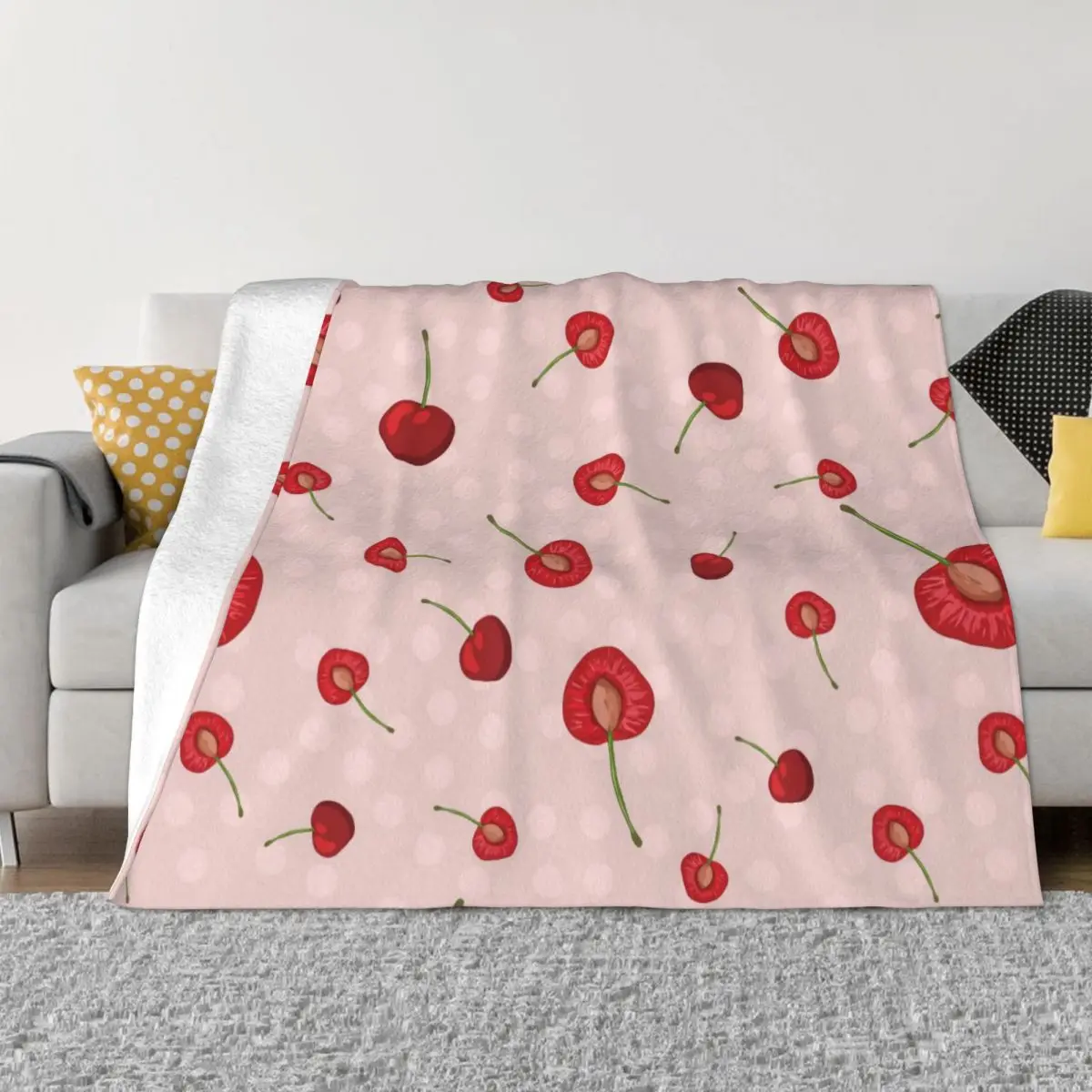 

Fruit Cute Plaid Pattern Blanket Warm Cozy Flannel Fleece Throw Blankets for Easy Care Machine Travel Camping