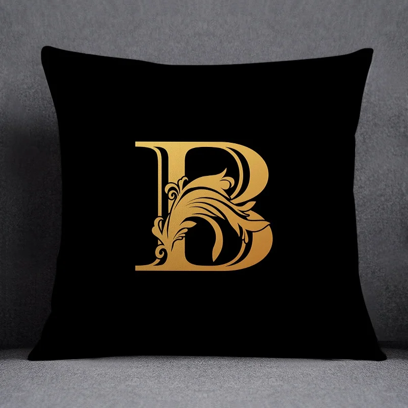 Tyrant gold letter series pattern decorative pillowcase, square  home office decoration (45cm * 45cm)