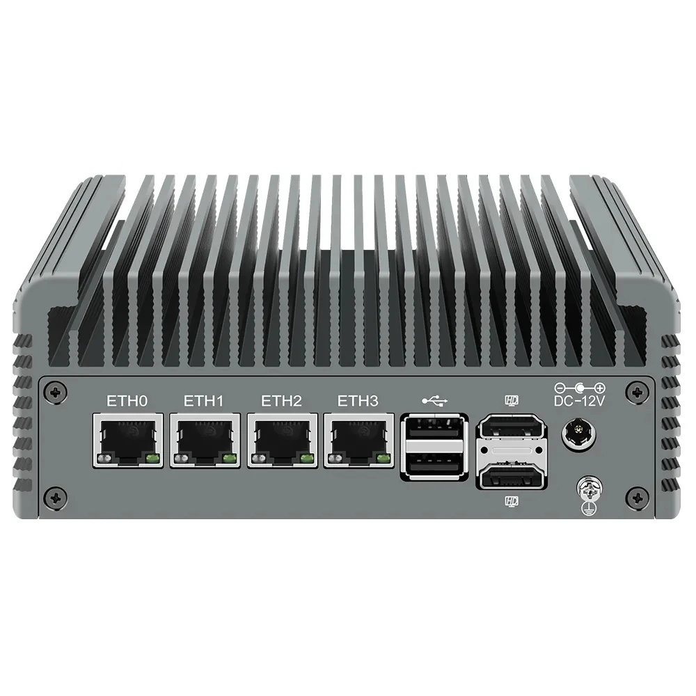 2.5G Fanless Mini PC Intel i3 N355 N305 N150 N100 4xi226-V LANs DDR5 Type-C 6*USB 2*NVMe 2*SATA Firewall Router Proxmox pfSense 4