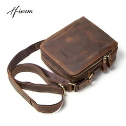 Contacts Genuine Leather Vintage Men's Crossbody Bag Luxury Brand Messenger Bags For Male Shoulder Sling Bag bolso hombre