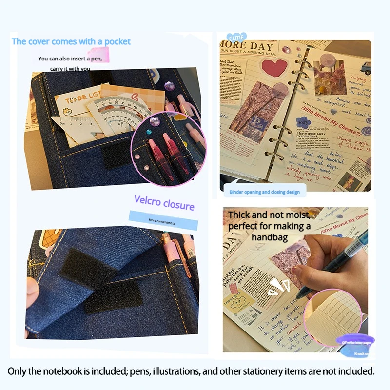 Retro Denim Journal Notebook - Mini Portable Card Organizer, DIY-Friendly