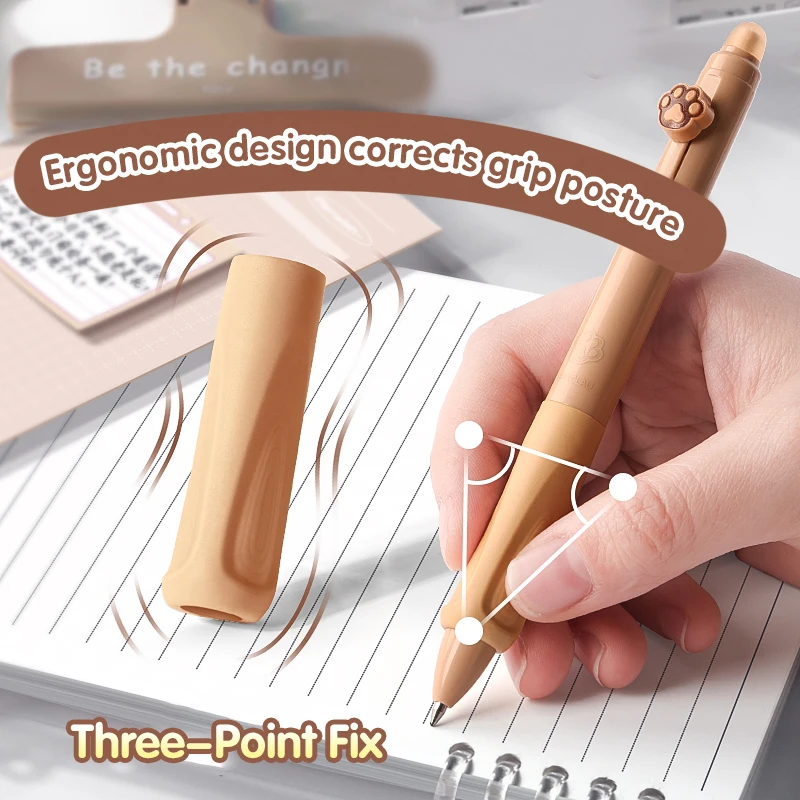 Erasable Neutral Pens 4PC Erasable Pen Neutral Pen Cartoon Sleeve Moyi Button Upright Posture Thermal Eraser High Aesthetic Value Press Protection