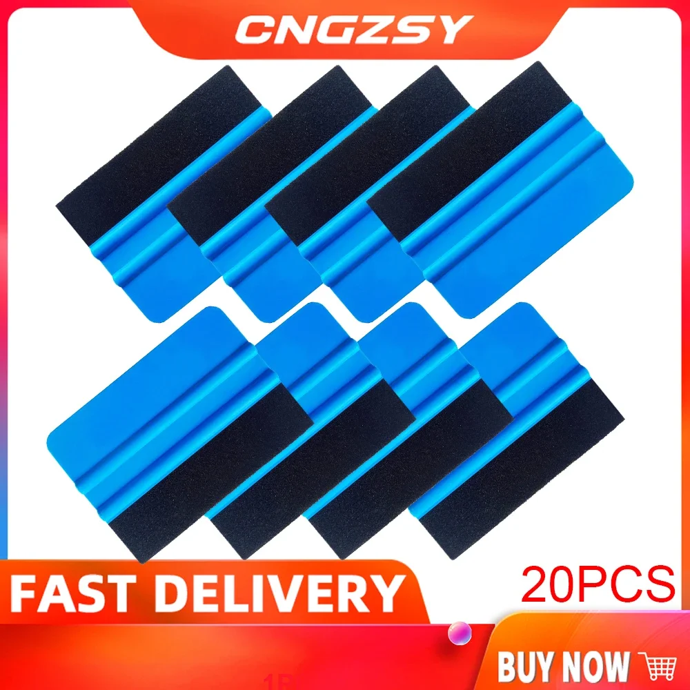 20P Scratch-Free Square Squeegee Set Auto Vinyl Wrap Window Tinting Decalcomanie Sticker Raschiando Strumento Per La Cura Panno Pp Ice Raschietto 20 A