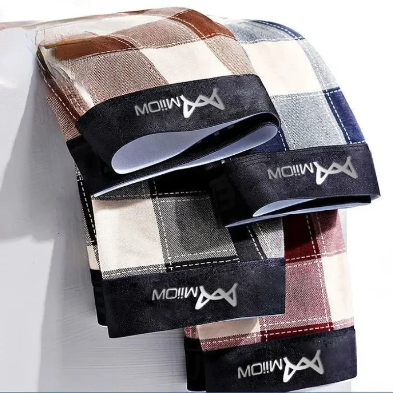 2024 New Men's Panties  Adult Underwear Cotton Boxer Panties Large Size Mid-rise Breathable Boxers Plaid Briefs Underpants