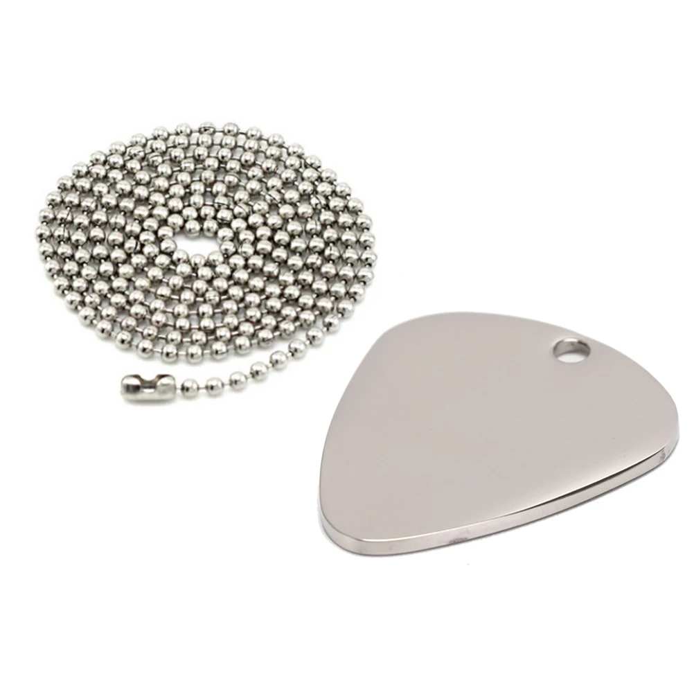 1pc Stainless Steel Guitar Pick Guitar Pick Pendant Necklaces With Chain Women Men Jewelry Gifts Instrument Acessories