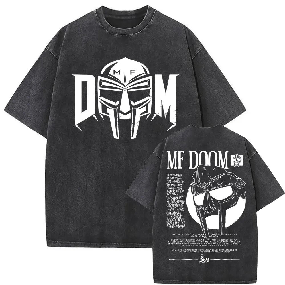 MFDOOMプリントTシャツホワイトビンテージラップ T HIPHOPXLサイズ Rapper Mf Doom Madvillainy Metal Face Graphic Print T-shirt