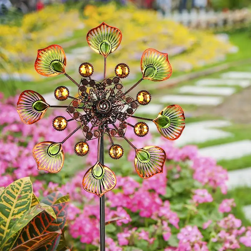 

Garden Lawn Outdoor Decoration Unique Wind Collectors Magical Peacocks Metal Windmill Spinner Solar Wind Powered Catchers