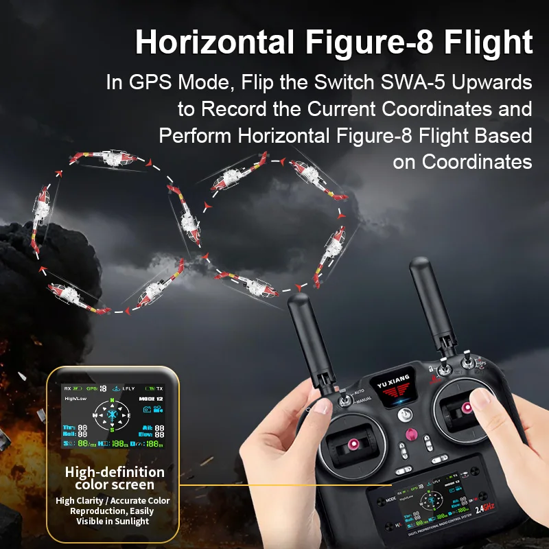 재고 있음 새로운 Yuxiang F112S 1:32 RC 헬리콥터 브러시리스 에일러론 없는 GPS 광학 흐름 자동 호버링/홈 리턴 1200MAH RTF