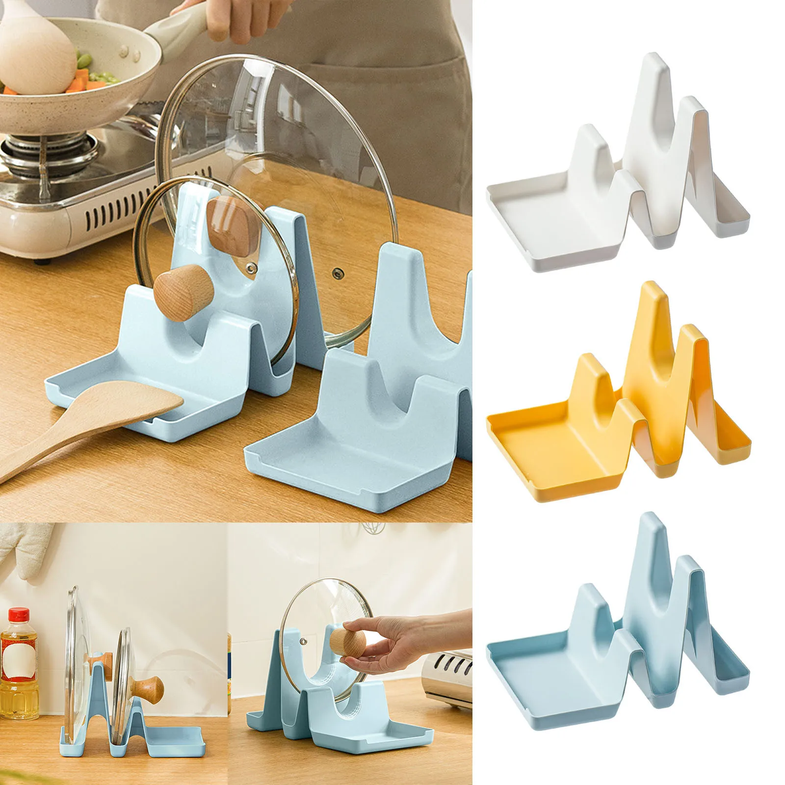 

Kitchen Pot Cover Rack Household Multi Function Spatula Spoon Storage Dish Brush Holder Black Storage Rack for Kitchen Counter