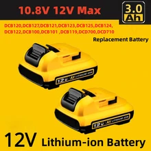 디월트용 리튬 이온 배터리 교체품, 충전식 배터리, 최대 3000mAh, 12V 볼트, DCB120, DCB123, DCB122, DCB127, DCB124, DCB121