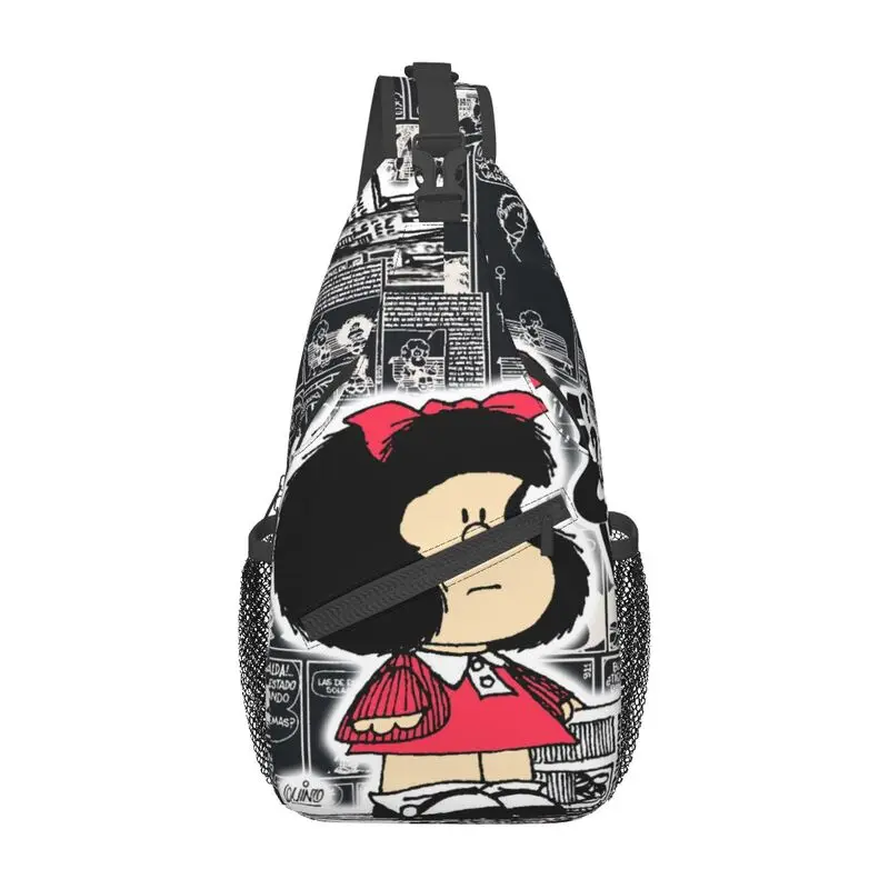 

Vintage Quino Comic Mafalda Sling Chest Bag Custom Cartoon Mang Crossbody Shoulder Backpack for Men Cycling Camping Daypack