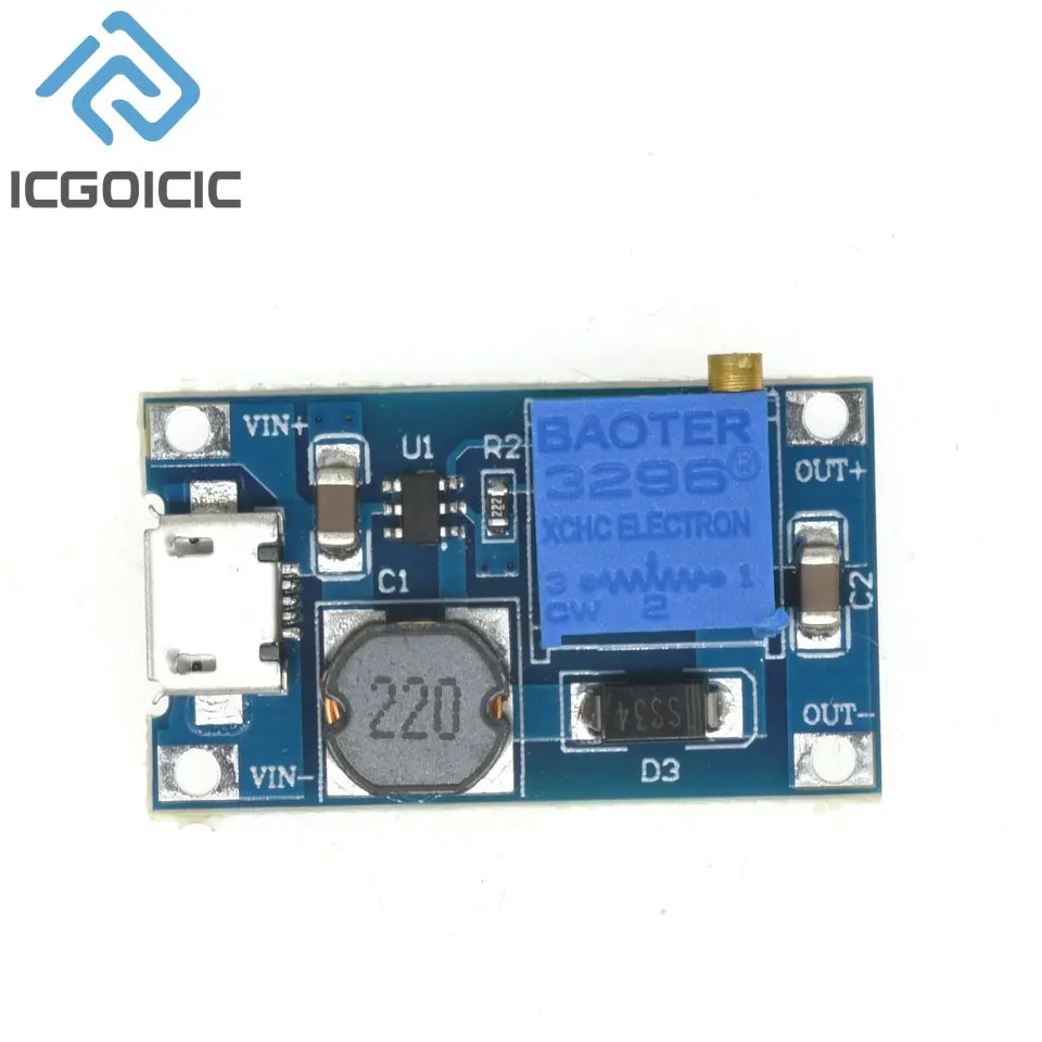 DC-DC Step Up Power Module TYPE-C/USB 2A Max MT3608 2-24V To 5V/9V/12V/28V