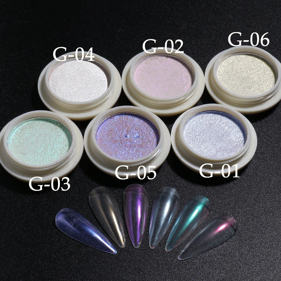 1g Holographic Mirror Nail Glitter Powder Sliver Pink Gold Red Two Colors Nail Art Pigment Solid Dust Magic Decor SAG01-06