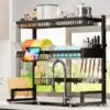 Over The Sink Dish Drying Rack (Expandable Height and Length) Snap-On Design 2 Tier Large Dish Rack (27-36L x 12W x 32.5-37H) 1