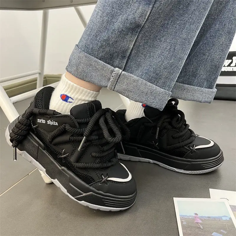Wide Sole Men Chunky Sneakers Design Bread Shoes Women