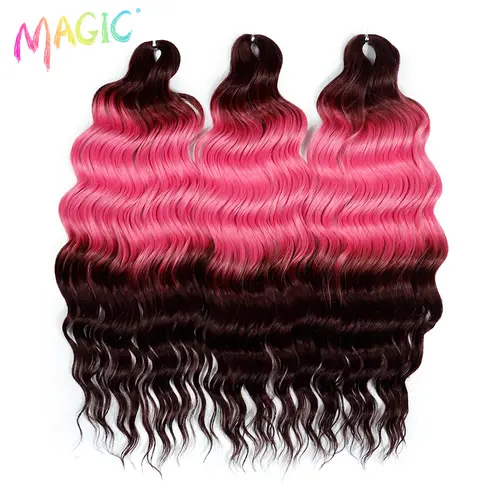 Anna Synthetic Hair 24 Inch Water Wave Braiding Hair Extensions Ombre Blonde Deep Wave Afro Curl Twist Crochet Hair for Women - Image 17
