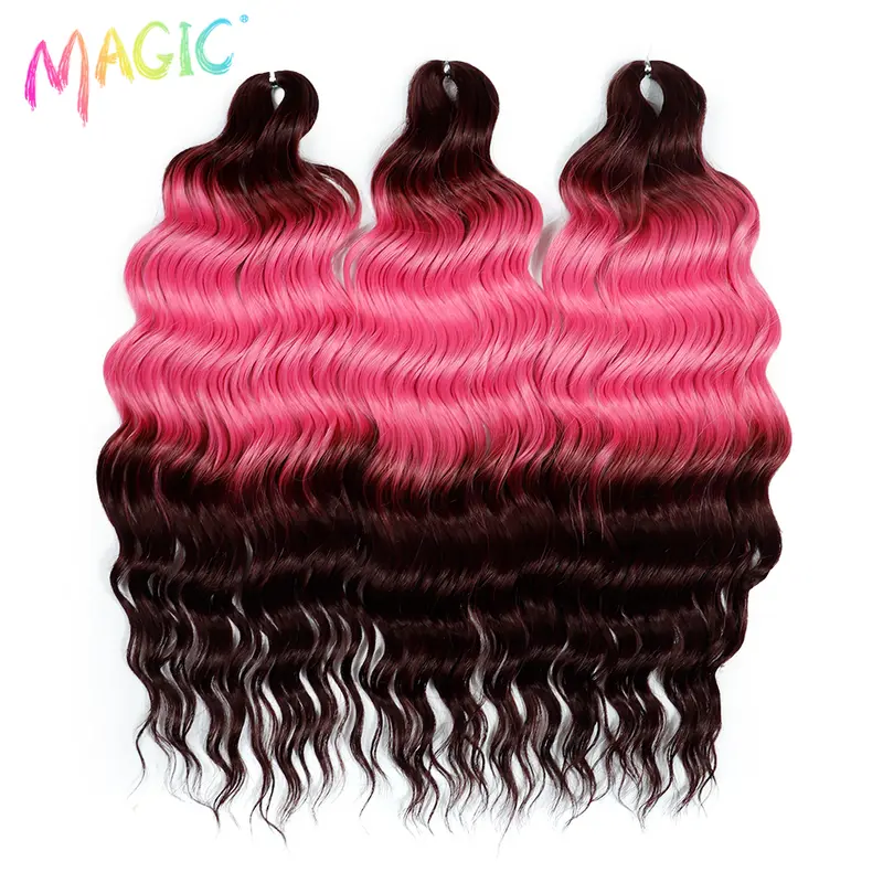 Anna Synthetic Hair 24 Inch Water Wave Braiding Hair Extensions Ombre Blonde Deep Wave Afro Curl Twist Crochet Hair for Women - Image 17