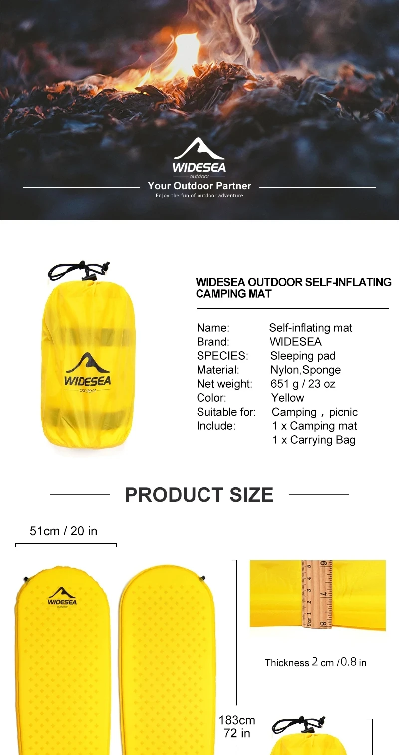 Description Picture 2 of itemWidesea Camping Self-inflating Mattress Folding Inflatable Air Bed Beach Travel Mat Tourism Sleeping Pad Outdoor Hiking