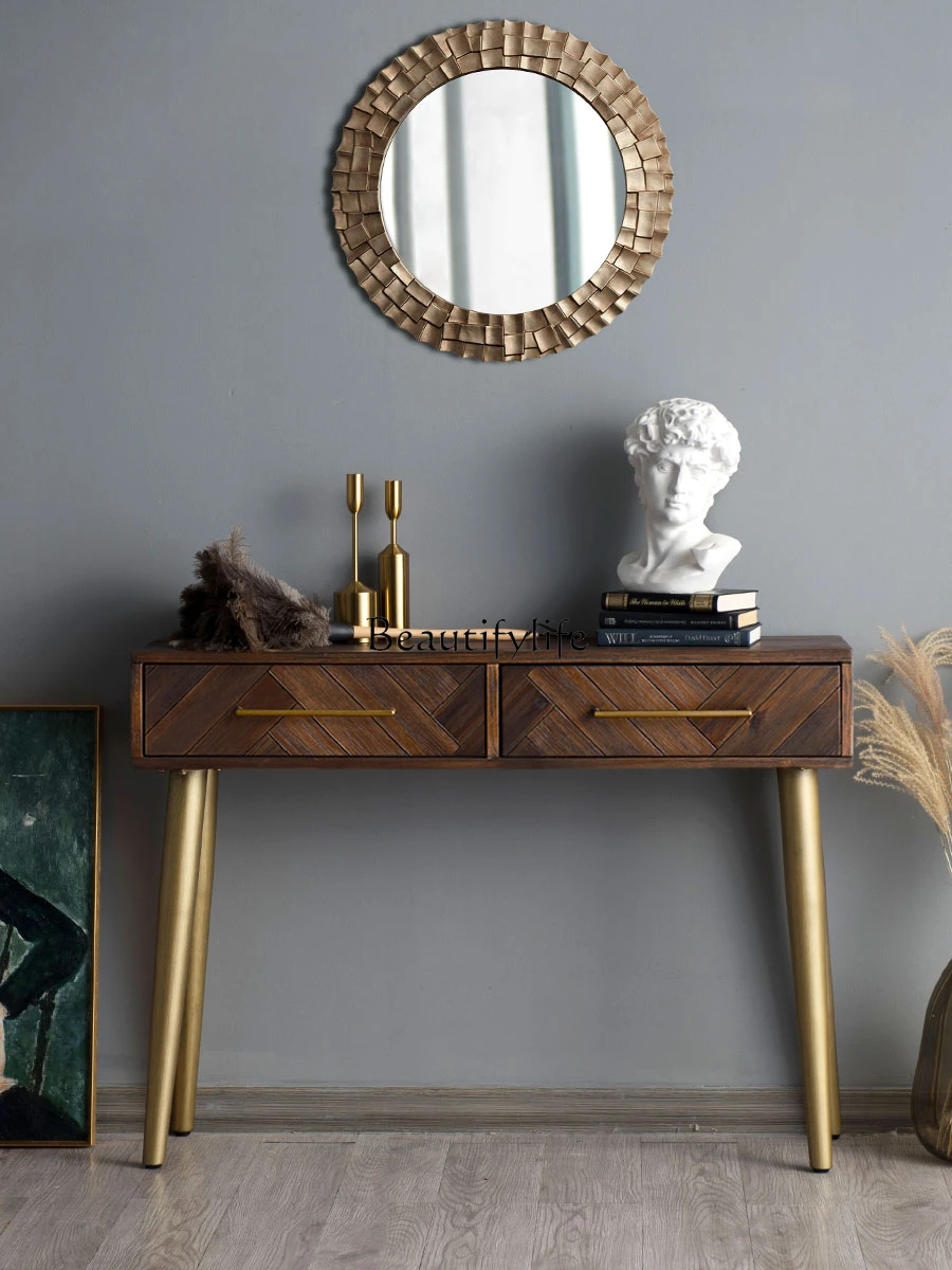 Retro Side Cabinet Modern Minimalist Solid Wood Light Luxury Nordic Entrance Cabinet