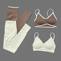 2Pcs HISTELLO Women's Seamless Yoga Fitness Set Ignite Sculpt Scrunch Leggings Strappy Halter Bra Gym Sports Fitness Outfit - Image 2