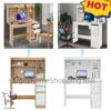 100cm Warm White/Oak Study Desk with Bookshelf & Storage Modern Design, Drawers & Cabinet, Easy Assembly for Home Office 5