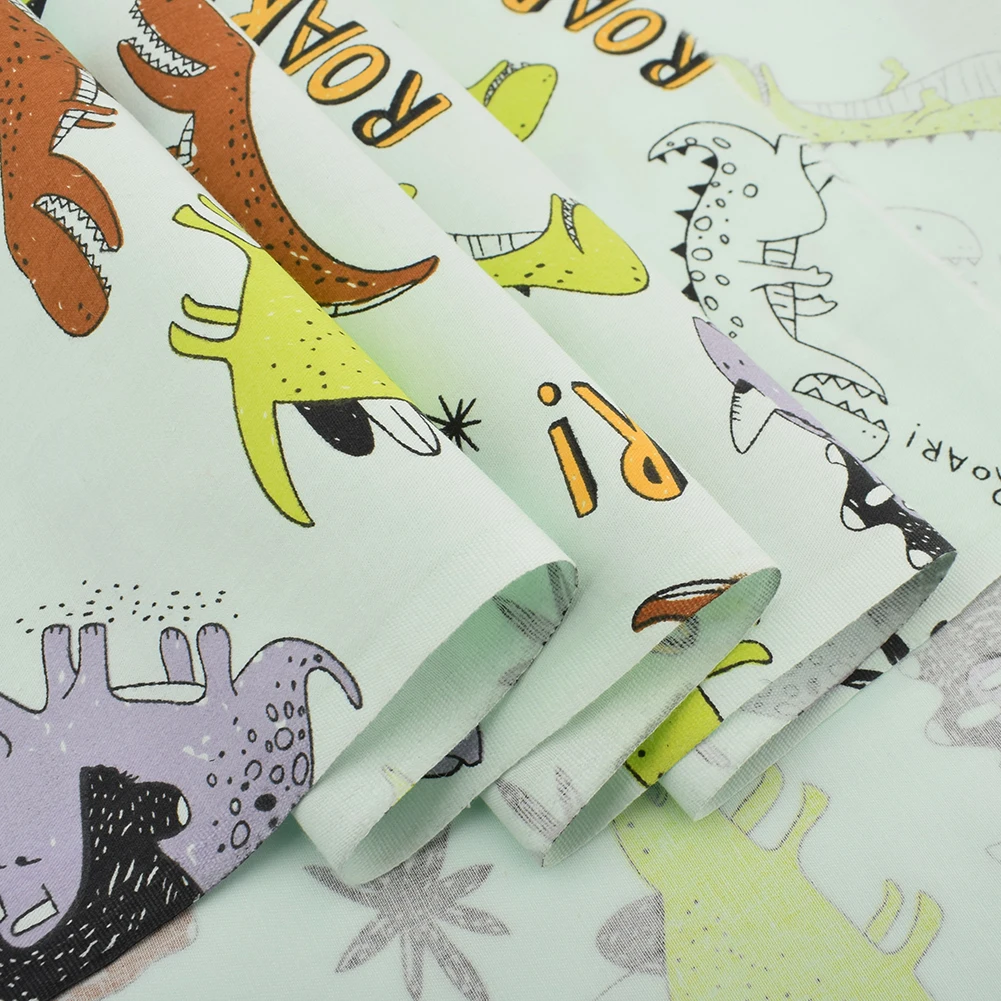 Chainho,Printed Twill Weave Cotton Fabric,Patchwork Cloth,DIY Sewing Quilting Material,Dinosaur Series,2 Sizes,6 Designs,15C25