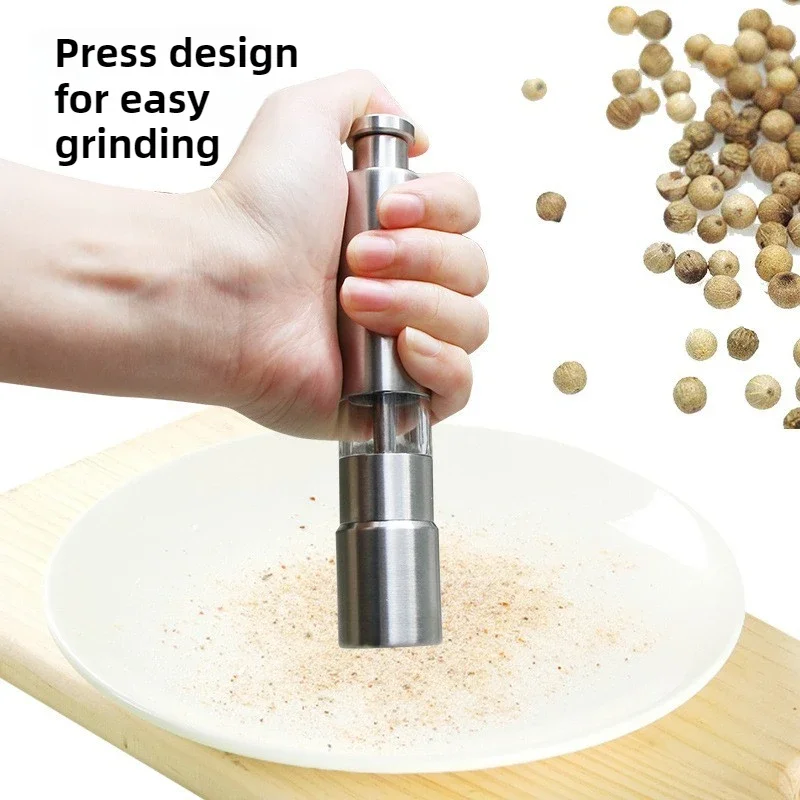 Premium Stainless Steel Manual Spice Grinder-Adjustable Salt & Pepper Mill with Ceramic Core, Durable Kitchen Tool