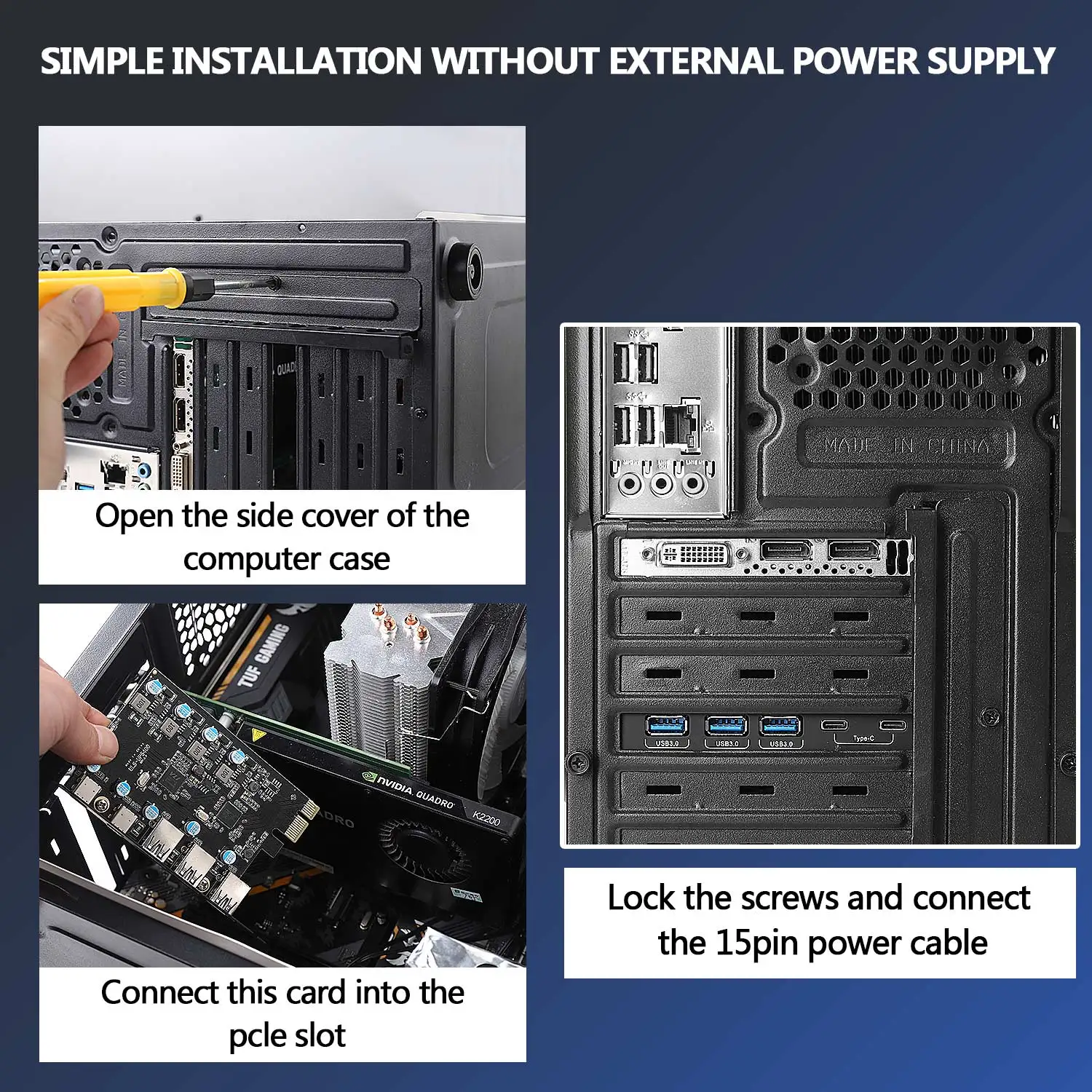 S2f18b1b3aae042149a6cc0487143a824w 5Gbps USB 3.2 Gen1 USBC PCIE Card Hub USB 3.0 PCI Express Board PCI-E USB3.0 Adapter Multiplier USB3 3.1 Controller Add on Card Mallzona