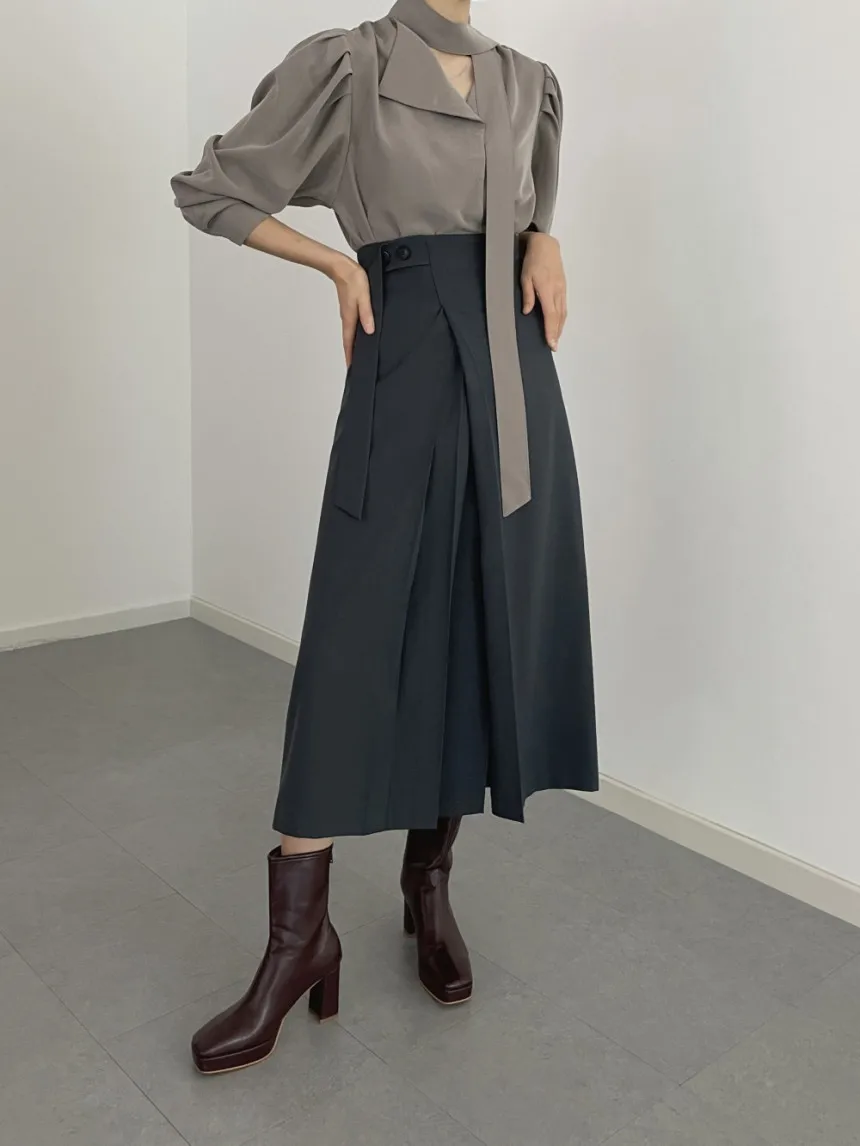 

Faldas largas para mujer moda 2023 elegant style business women workwear skirts stylish split pleated long skirts with belt