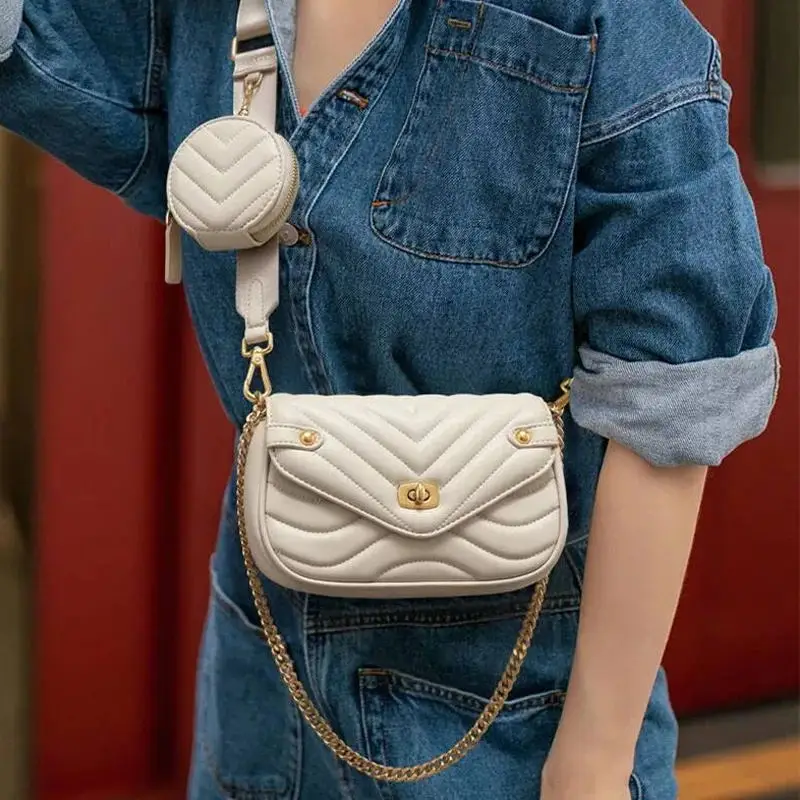 

Fashion Luxury Women Bag Crossbody Shoulder Bag Messenger Handbag Tote Bags Chain Belt Composite Bag Leather Purse