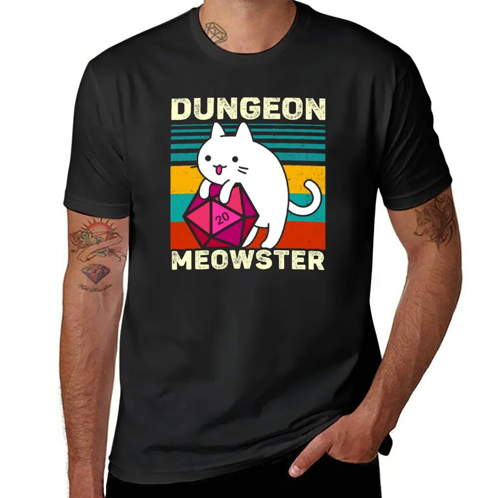 

New Dungeon Meowster Funny DnD Gamer Cat D20 T-Shirt cute clothes summer clothes t shirt man plain t shirts men