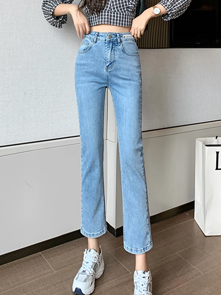 high waist stretch Black jeans 2022 spring hot sale new casual pants Korean style nine-point straight trousers Woman clothes maternity jeans Jeans