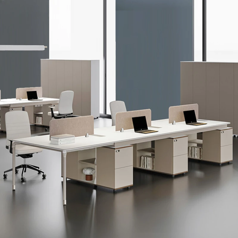 6-seater desk, chair combination, staff desk, simple, modern, corporate office, white, 6-seater staff staff office desk and chair combination 2 4 people simple modern financial office double staff computer office