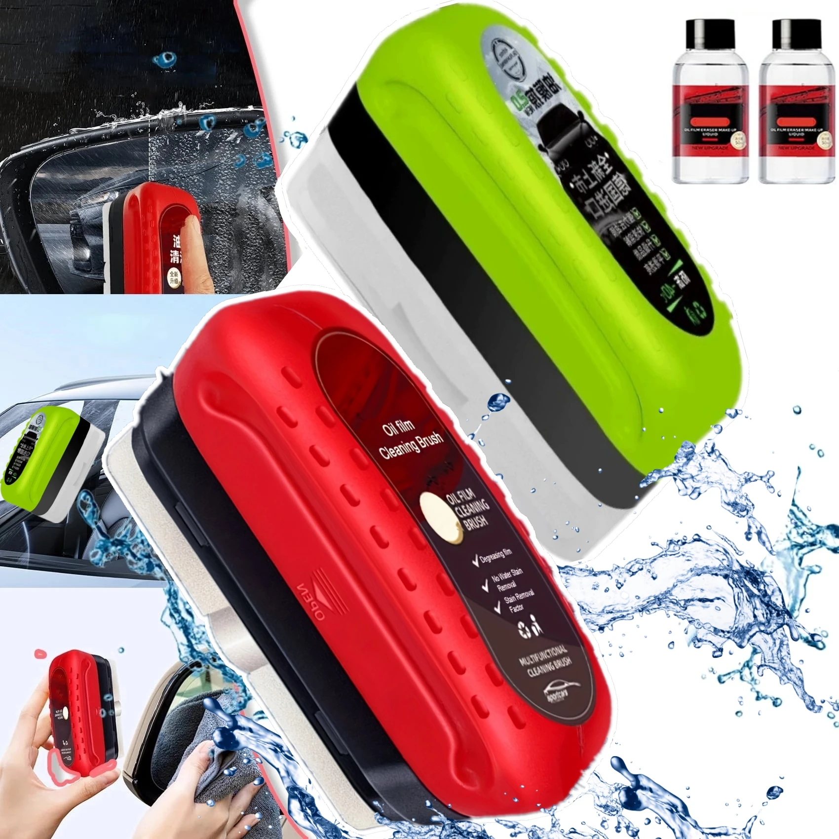 Car Glass Cleaner Cleaning Agent Windshield Cleaner Sponge Brush Water Spots Stain Auto Removal Oil