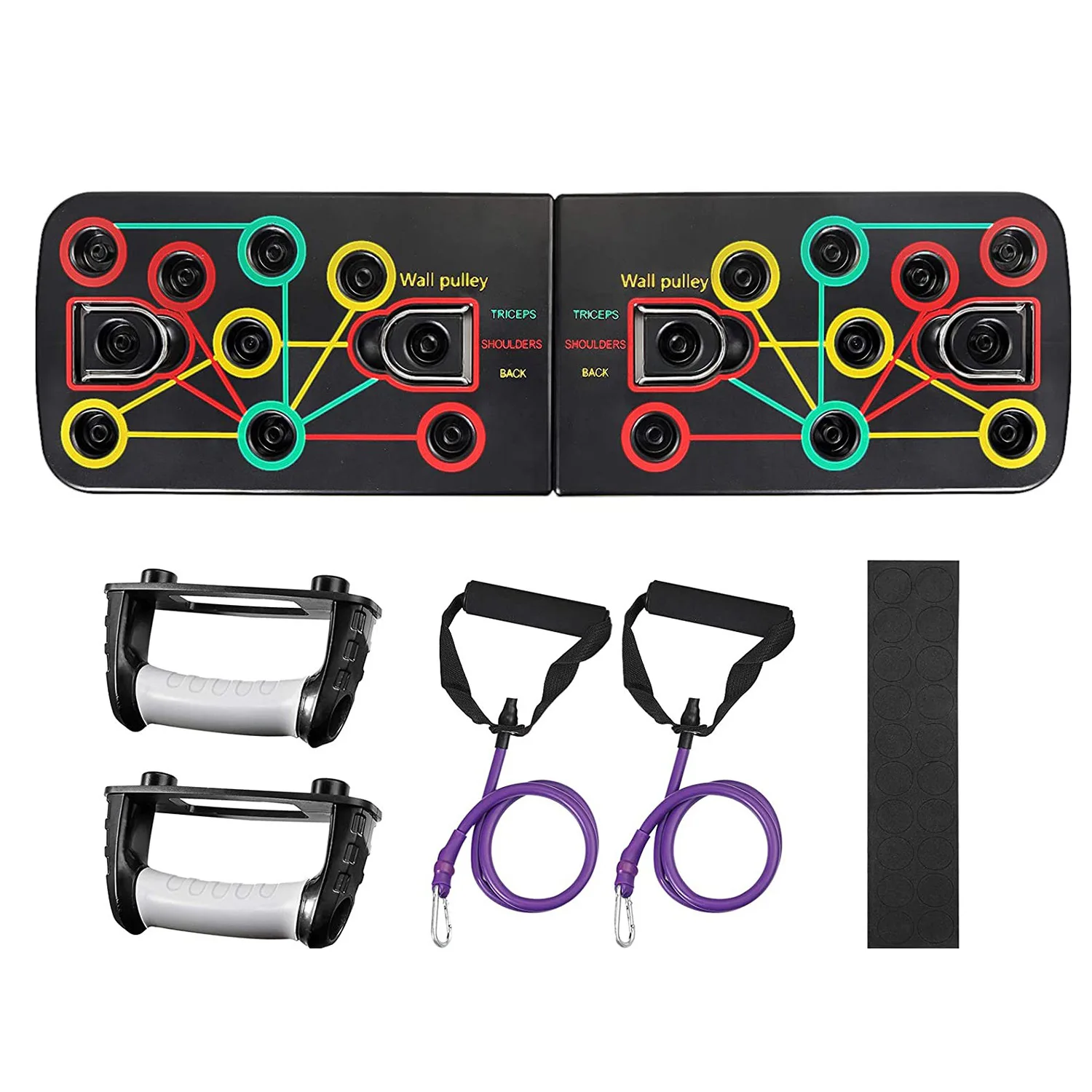 9 In 1 Push Up Rack Board With Latex Resistance Bands Body Building Board System Fitness Comprehensive Indoor Training Gym