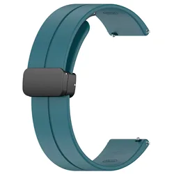 Magnetic Breathable Silicone Watch Strap, 20mm/22mm for width 22mm (Rock blue)