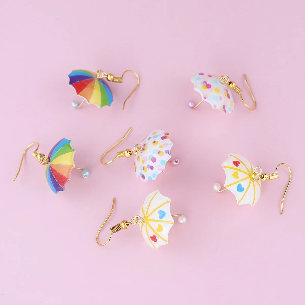 20 Pairs Rainbow Earrings Mini 3D Cute Umbrella Dangle Earring For Women Girl Funny Pendant Jewelry Wholesale