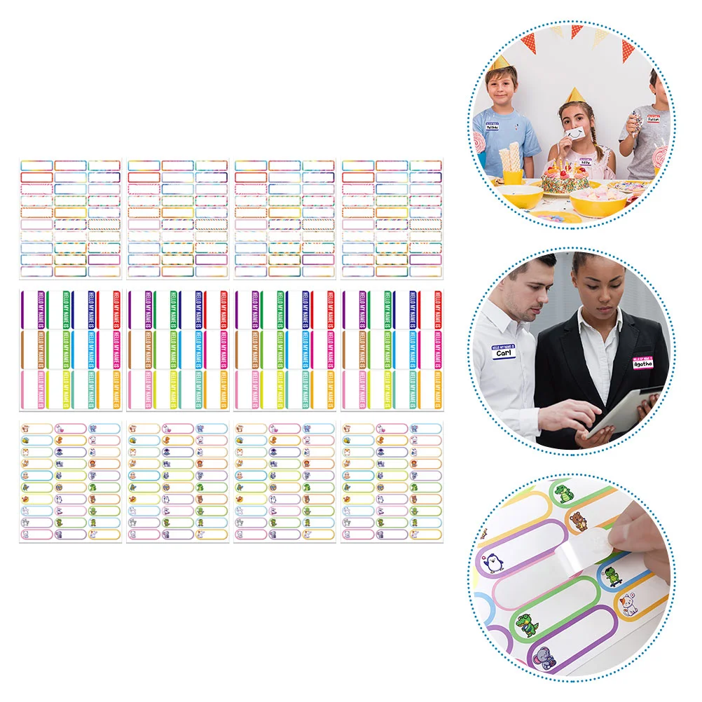

12 Sheets of Name Tags Blank Sticky Labels Stickers Classification Label Stickers Tabs Stickers