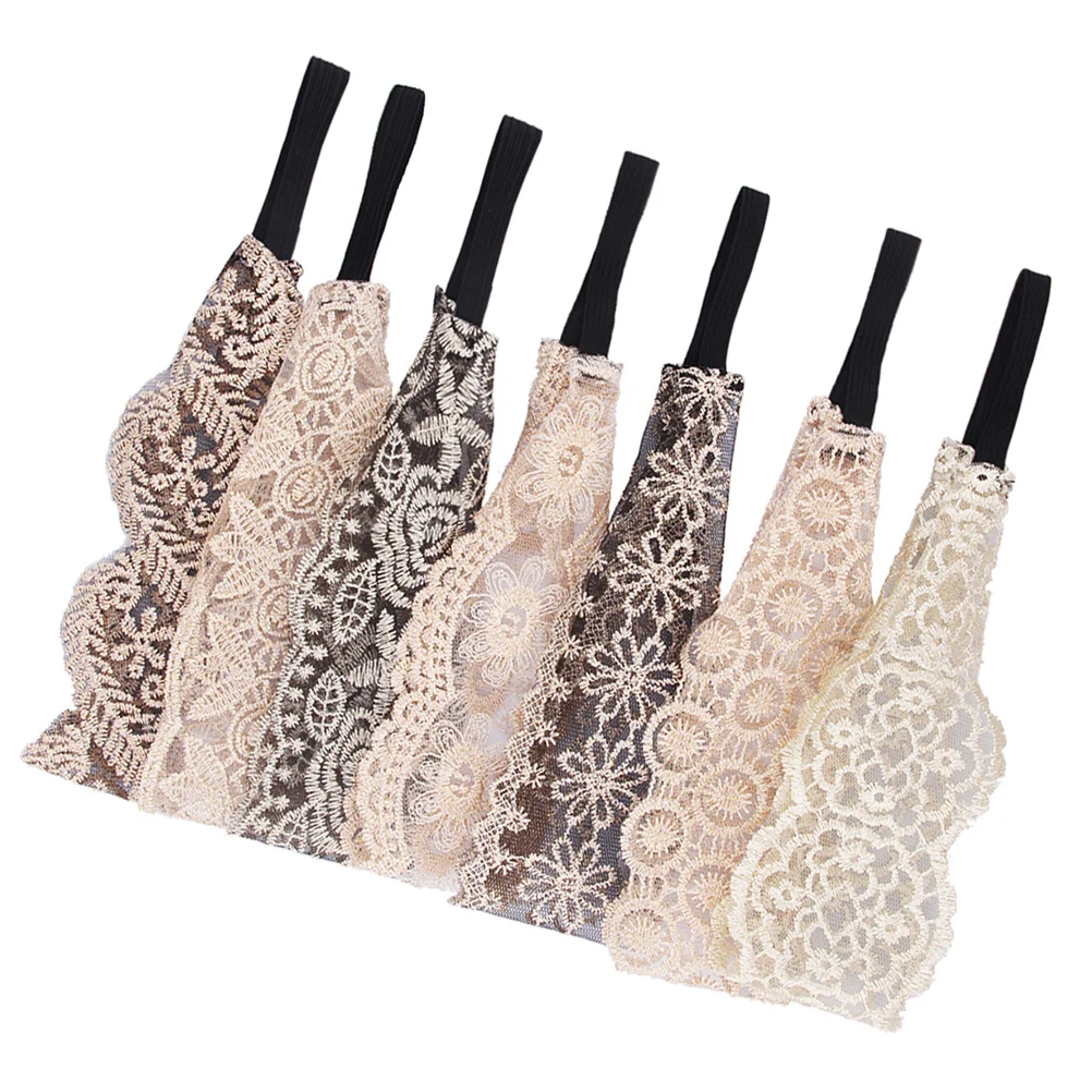 

7 Pcs Head Band Hair Accessory Embroidery Headband European American Lace Kids Woman