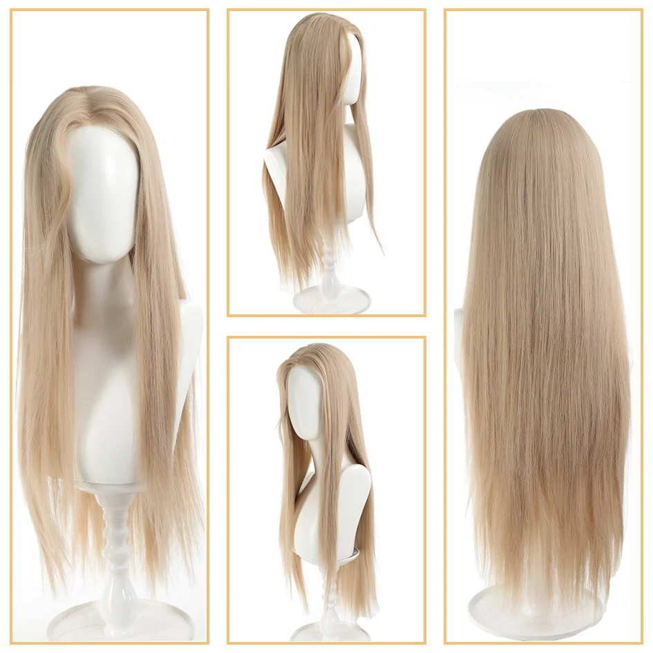 Synthetic wig linen long straight hair with bangs long curly hair ponytail extensions dirty braids Halloween Christmas gifts - 4