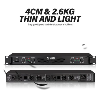 DJ Power Amplifier 4 Channel Lightweight Amplifier 1U 8 Ohm 100W 4 Ohm 200W Suitable for Small Stage Performance Karaoke DGNOG 6