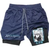 Anime 2 In 1 Compression Shorts Gojo Satoru Print Performance Sportswear Men Training Workout Male Fitness Sport Shorts 4