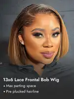 Alipearl cheveux Lagos délié met en évidence miel blond droit coupe émoussée 13x6 court Bob dentelle frontale perruque de cheveux humains 2