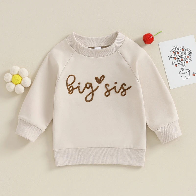 2023-08-15 Lioraitiin0-18M Sister Matching Romper Outfits Letter Print Long Sleeve Round Neck Sweatshirt Toddler Fall Clothes 2