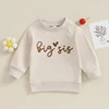 2023-08-15 Lioraitiin0-18M Sister Matching Romper Outfits Letter Print Long Sleeve Round Neck Sweatshirt Toddler Fall Clothes 2